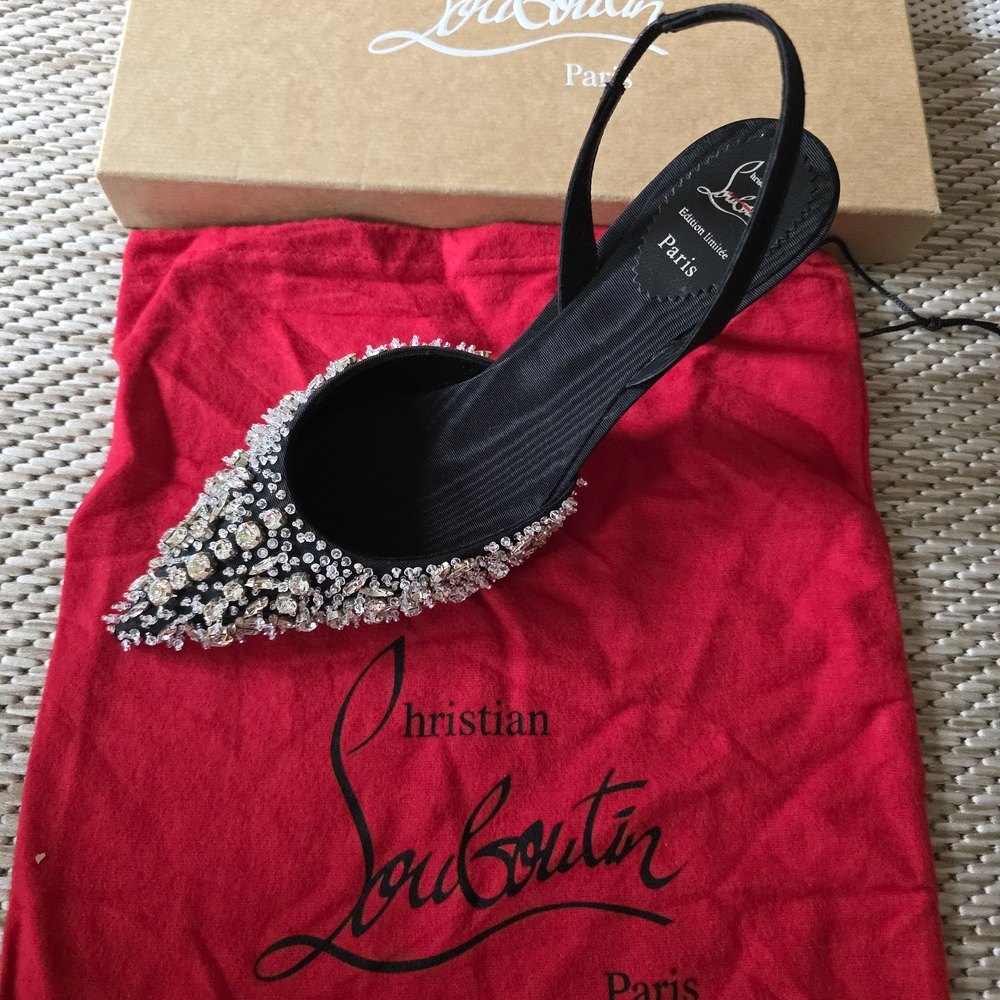 Christian Louboutin Black Crystal Embellished Heels